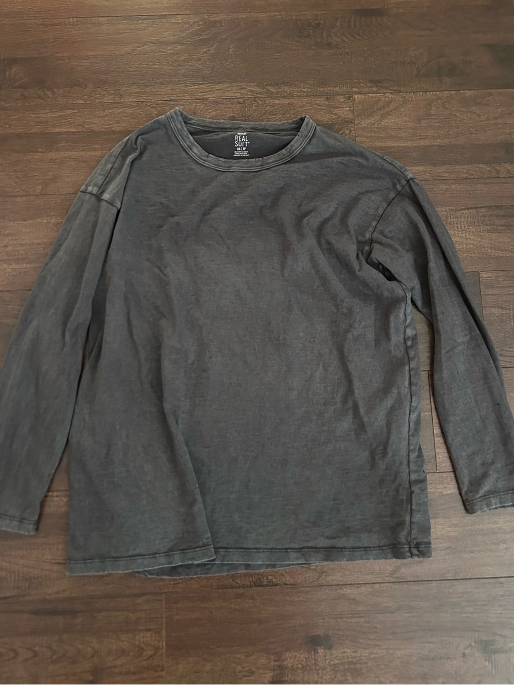 aerie Men's Long Sleeve Crewneck Shirt - Charcoal Gray